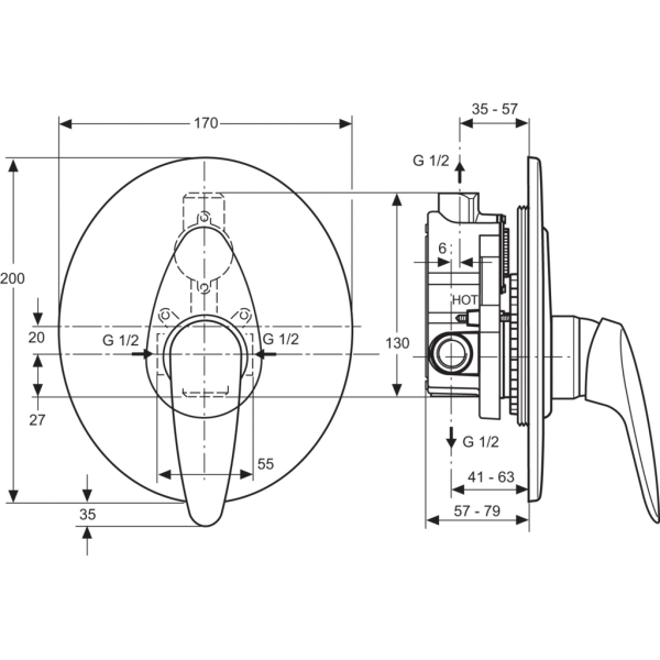 CERMIX Sprchová batéria podomietková diel 2, A5028AA