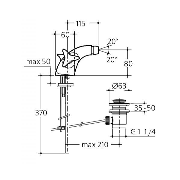 STEMA Bidetová batéria s odpadovou garnitúrou a medenými trubkami, N9764AA