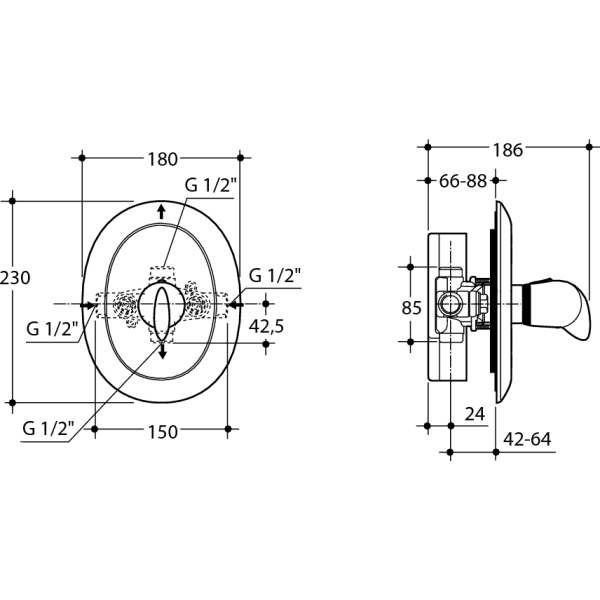 TENDENCE Centrálna termostatická batéria podomietková diel 2, A3011AA