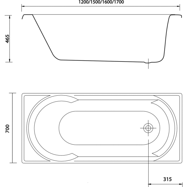 MIRTO vaňa akrylátová 160x70 cm, B156001