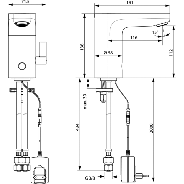 CERAPLUS Senzorová umývadlová batéria zmiešavacia, A6146AA