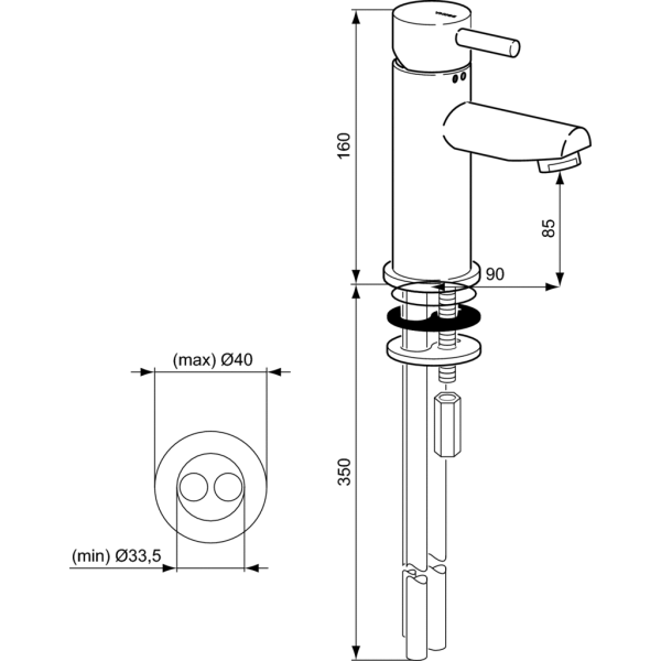 GEOMETRY Umývadlová batéria, bez odpadovej garnitúry a s medenými trubkami, F1271AA