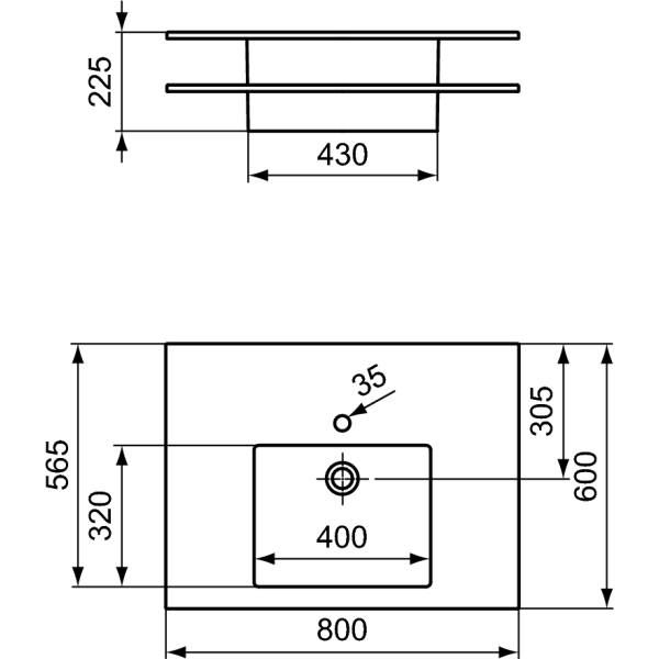 JEAN NOUVEL Umývadlo 80x60 cm, H422201