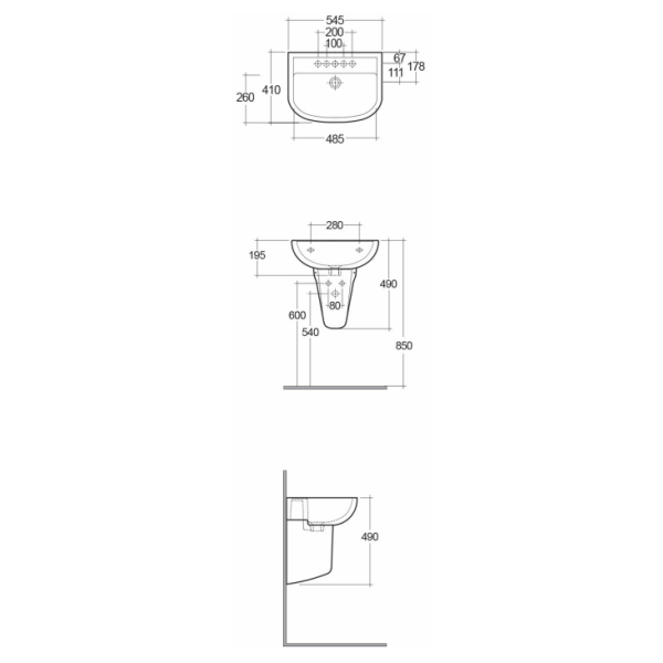 COMPACT Umývadlo 55x41 cm, COWB00004