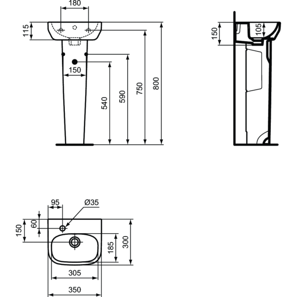 I.LIFE Umývadielko Ľavé 35x30 cm, T470901
