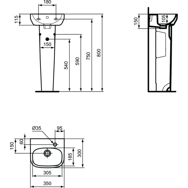 I.LIFE Umývadielko Pravé 35x30 cm, T471001