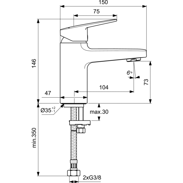 CERAPLAN Umývadlová batéria bez odpadovej garnitúry a flexibilnými hadicami, 5 l/min, BD209AA