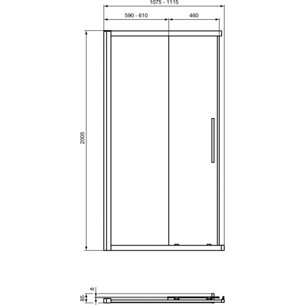 I.LIFE Sprchovací kút 1/2 rohový vstup 110 cm, T4858EO