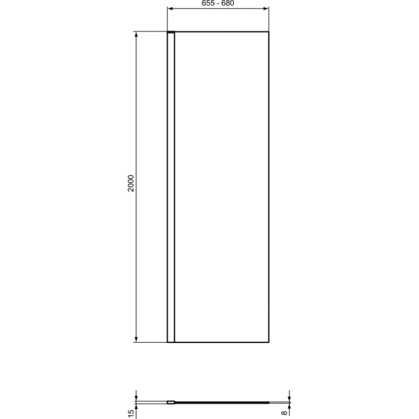 I.LIFE WETROOM Sprchový kút, pevná stena 70 cm, T4869EO