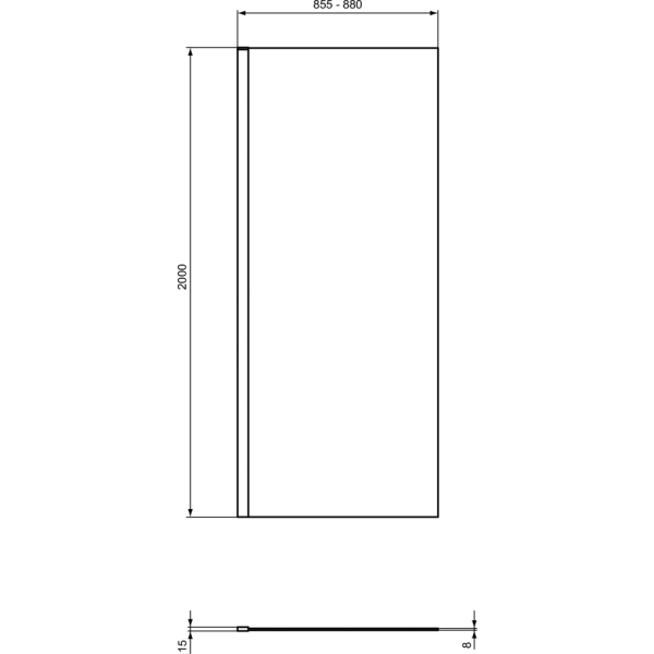 I.LIFE WETROOM Sprchový kút, pevná stena 90 cm, T4871EO
