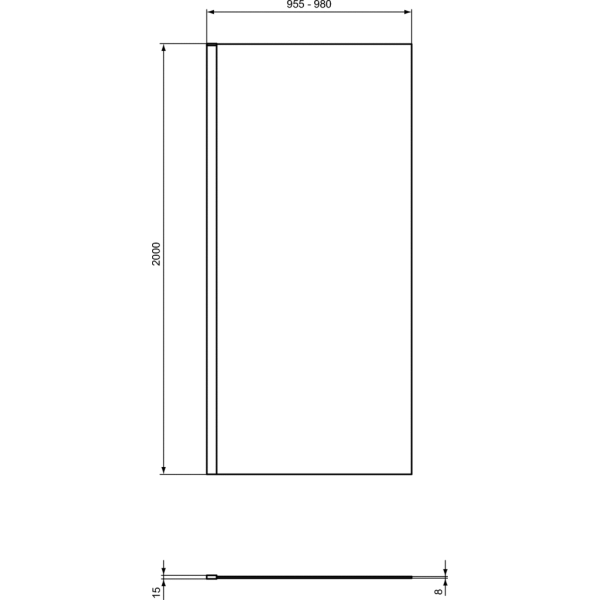 I.LIFE WETROOM Sprchový kút, pevná stena 100 cm, T4872EO