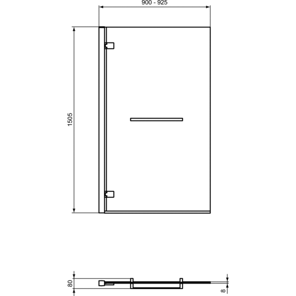 I.LIFE Vaňová zástena 90 cm Ľavá, hranatý tvar T4889EO