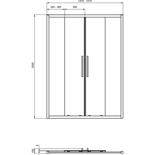 I.LIFE Posuvné dvere 150 cm štvordielné, T4951EO