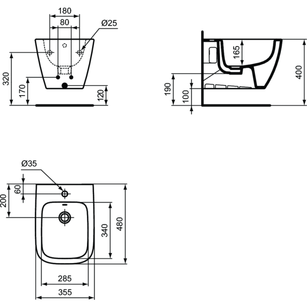 I.LIFE S bidet závesný, T459301