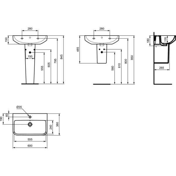 I.LIFE S Umývadlo 60x38 cm, T458301