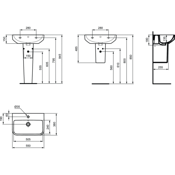 I.LIFE S Umývadlo 55x38 cm, T458401