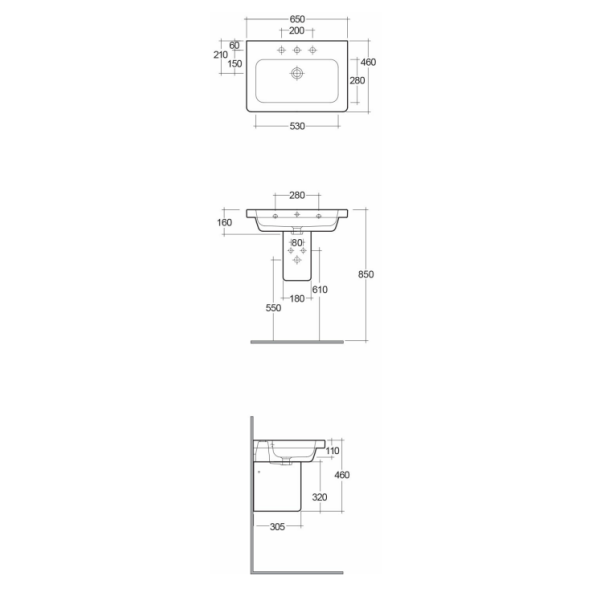 RAK RESORT Umývadlo 65x46 cm, REWB00003