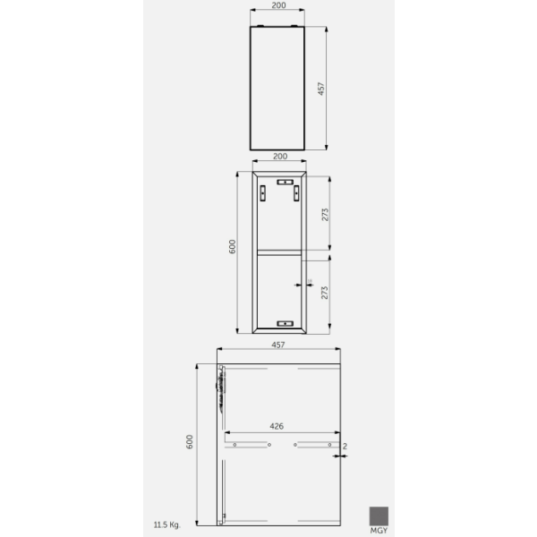 RAK JOY Otvorená polica 20x60 cm, JOYOS020MGY