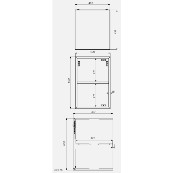 RAK JOY Otvorená polica 40x60 cm, JOYOS040MGY