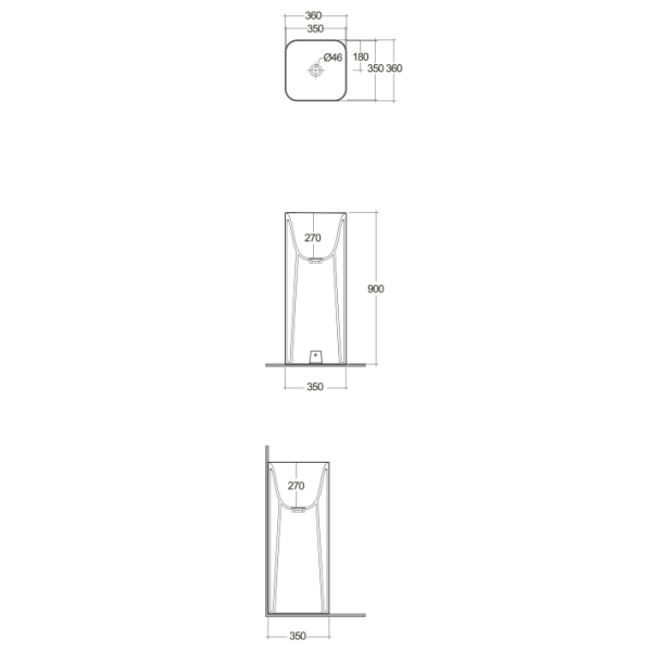 RAK PETIT Umývadlo voľne stojace freestanding 36x36 cm , PETFS23600AWHA