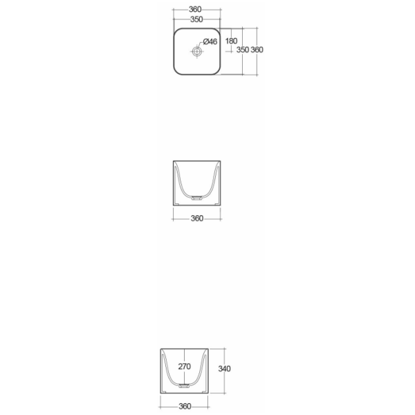 RAK PETIT Umývadlo voľne stojacie na dosku freestanding 36 x36 cm , PETCT23400AWHA
