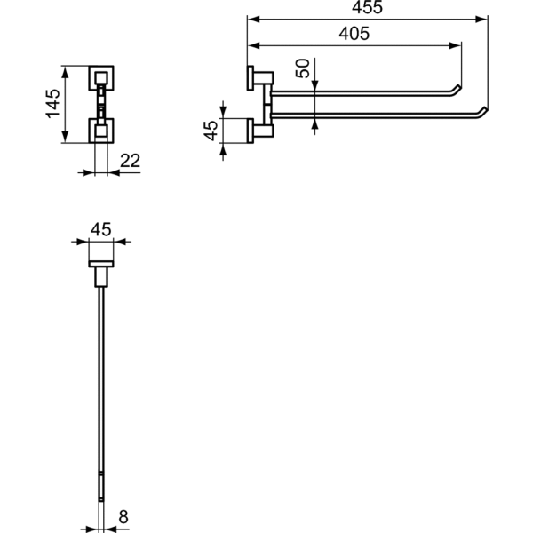 IOM Držiak na uterák dvojramenný 45 cm, E2200AA