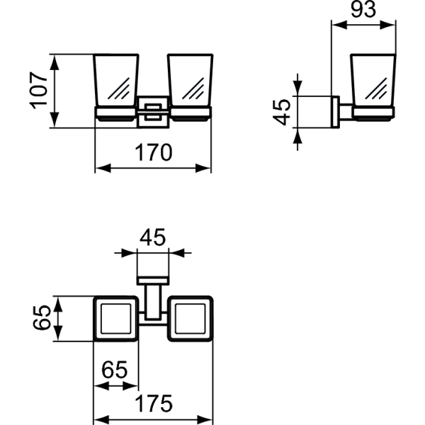 IOM Sklenený dvojpohár s držiakom, E2205AA