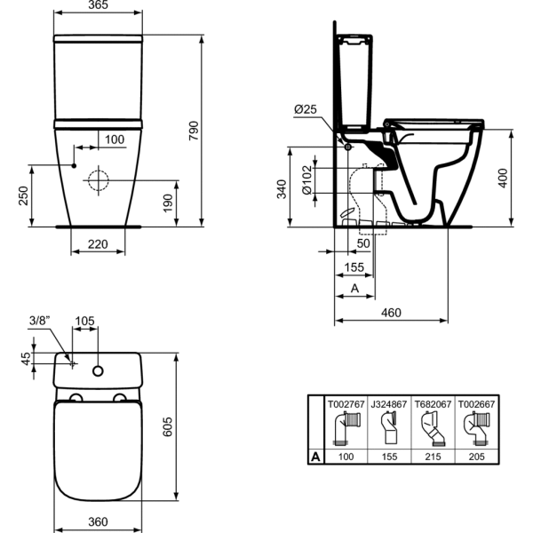 I.LIFE S WC kombi - misa stojacia RIMLESS+ 61x36 cm celokapotovaný, T500001