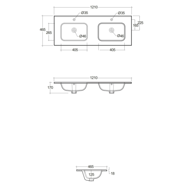 RAK JOY Dvojumývadlo 121x47 cm, JOYDI12102WH