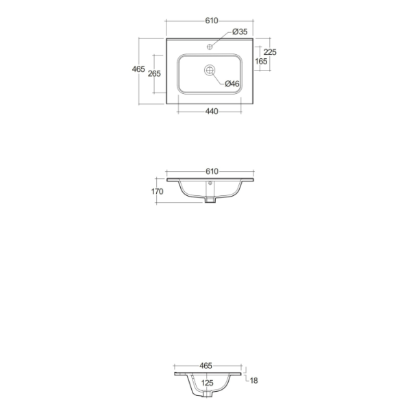 RAK JOY Umývadlo 61x47 cm, JOYDI06101WH