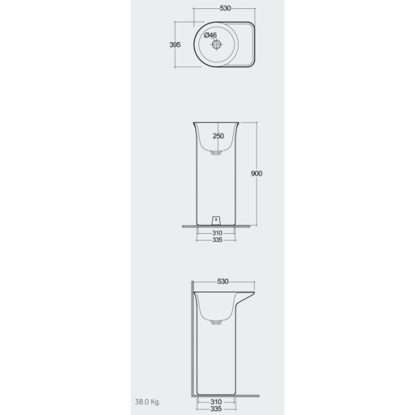 RAK VALET Umývadlo voľne stojace freestanding 53x40 cm,  VALFS5300.500