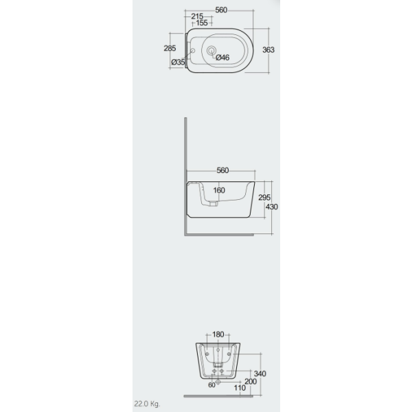 RAK VALET Bidet závesný, VALBD2101.500