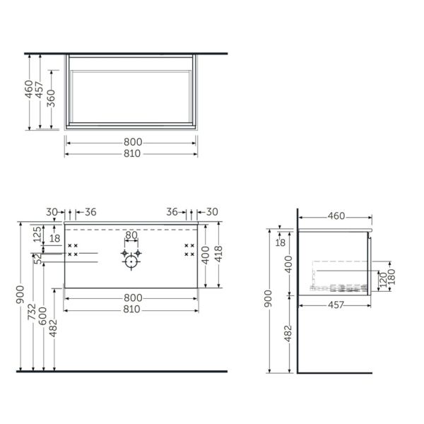 RAK JOY UNO Skrinka 80x40 cm pod umývadlo bez hornej dosky, UNOWH080SOK