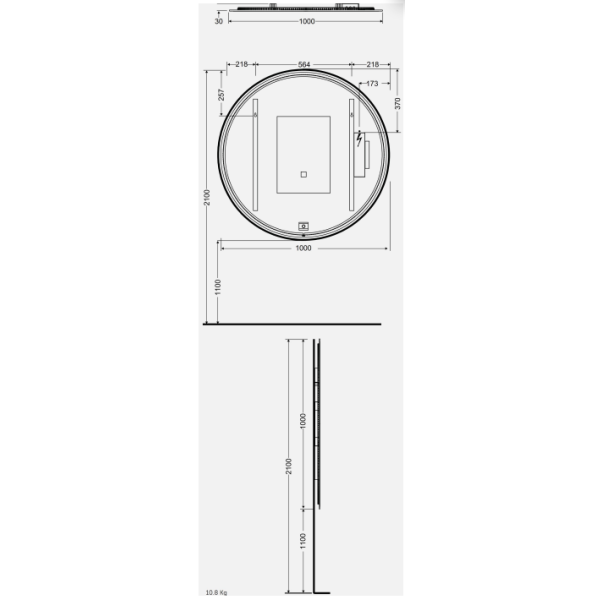 RAK JOY Zrkadlo Kruhové ø100 cm rám, s osvetlením, JOYMR10000LED