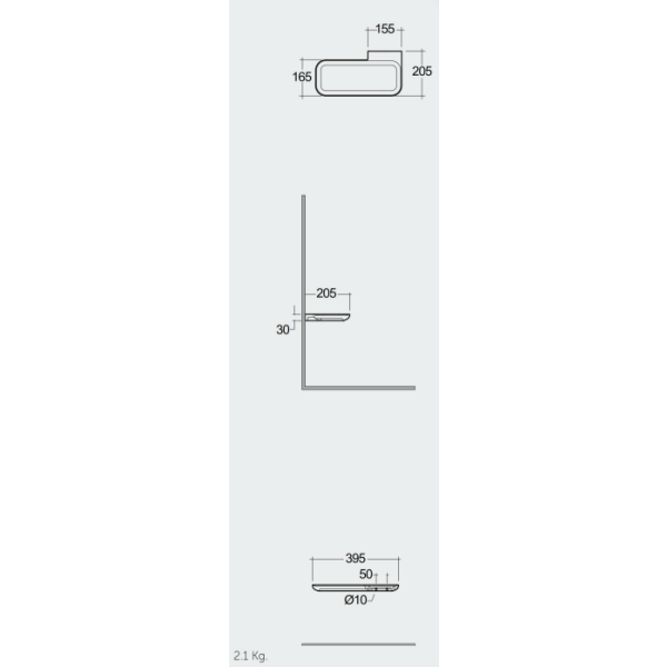 RAK VALET Polička pravá pre zrkadlo Joy 40x20 cm, VALAC3608.500