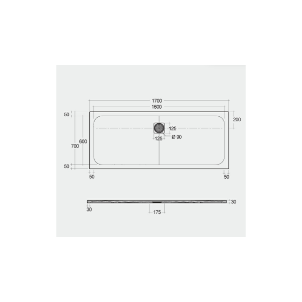 FEELING 70x170x3 cm Sprchová vanička Cappuccino, RFBR070170.514