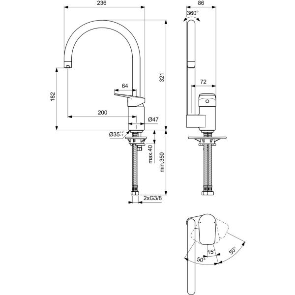 CERAPLAN kuchynská batéria bez odpadovej garnitúry, BD339AA