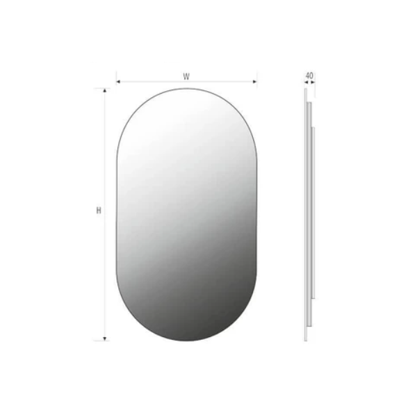 ZRKADLO Oválne 60x130 cm, s osvetlením  a  s ambientným podsvietením, W60130