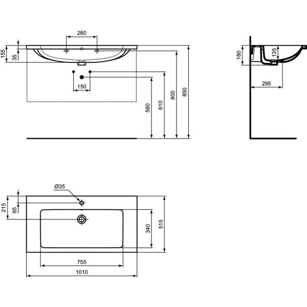 I.LIFE B Umývadlo nábytkové 101x51 cm, T460358
