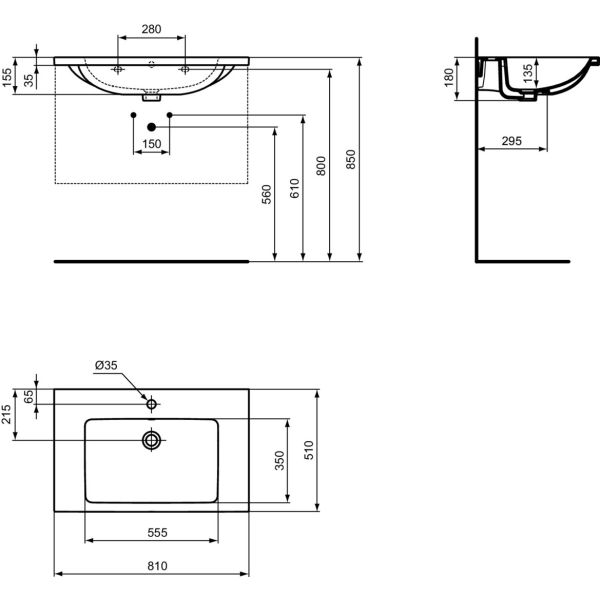 I.LIFE B Umývadlo nábytkové 81x51 cm, T460458