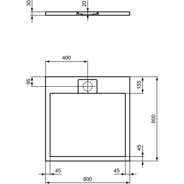 I.LIFE ULTRA FLAT S 80x80 cm Sprchová vanička Čierna, T5229FV