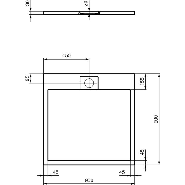 I.LIFE ULTRA FLAT S 90x90 cm Sprchová vanička Betónovo sivá, T5227FS
