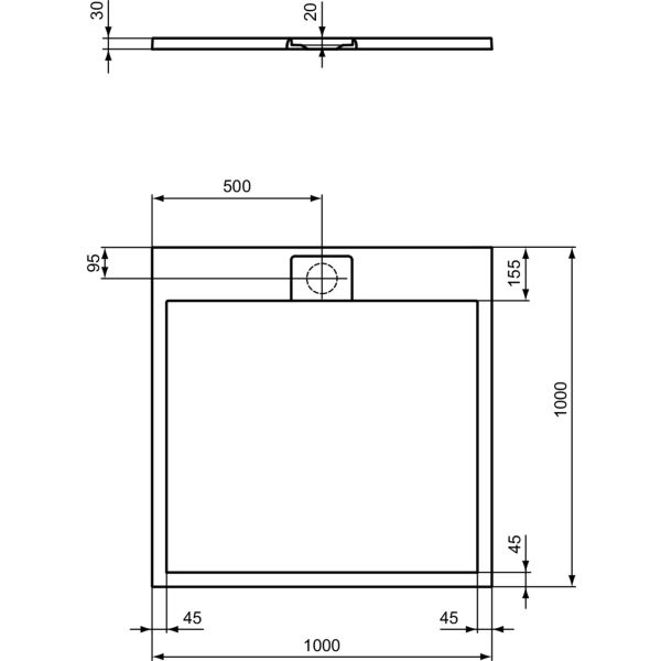 I.LIFE ULTRA FLAT S 100x100 cm Sprchová vanička Betónovo sivá, T5234FS