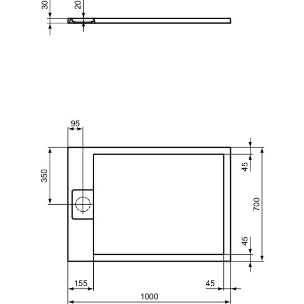 I.LIFE ULTRA FLAT S 100x70 cm Sprchová vanička Betónovo sivá, T5240FS