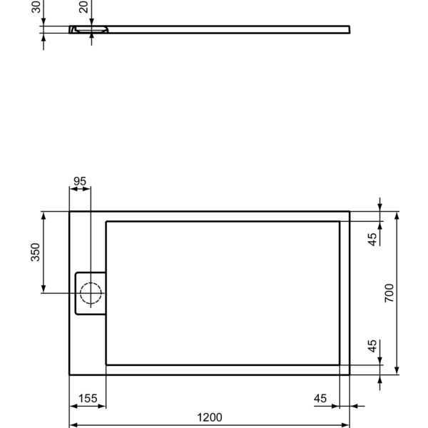 I.LIFE ULTRA FLAT S 120x70 cm Sprchová vanička Betónovo sivá, T5233FS