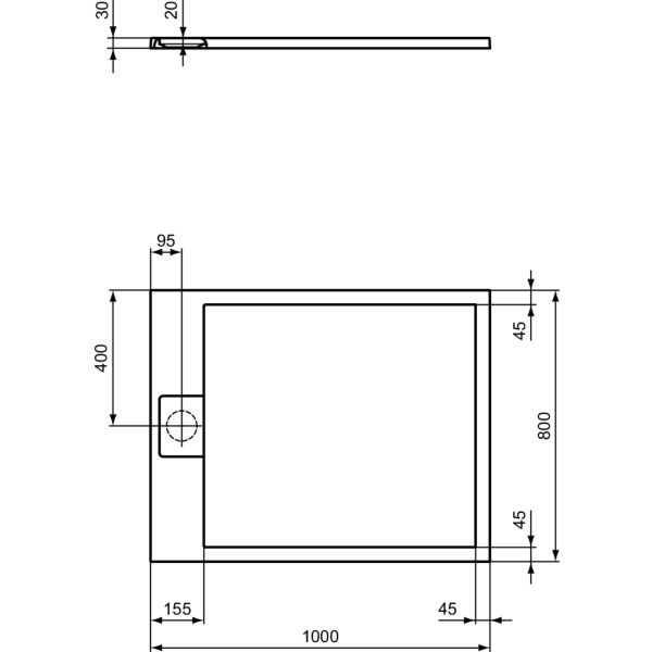 I.LIFE ULTRA FLAT S 100x80 cm Sprchová vanička Biela, T5223FR