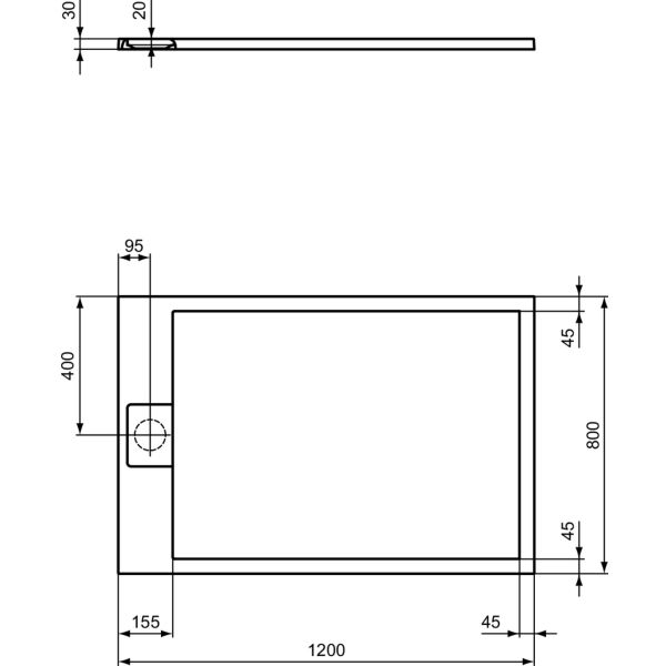 I.LIFE ULTRA FLAT S 120x80 cm Sprchová vanička Biela, T5220FR