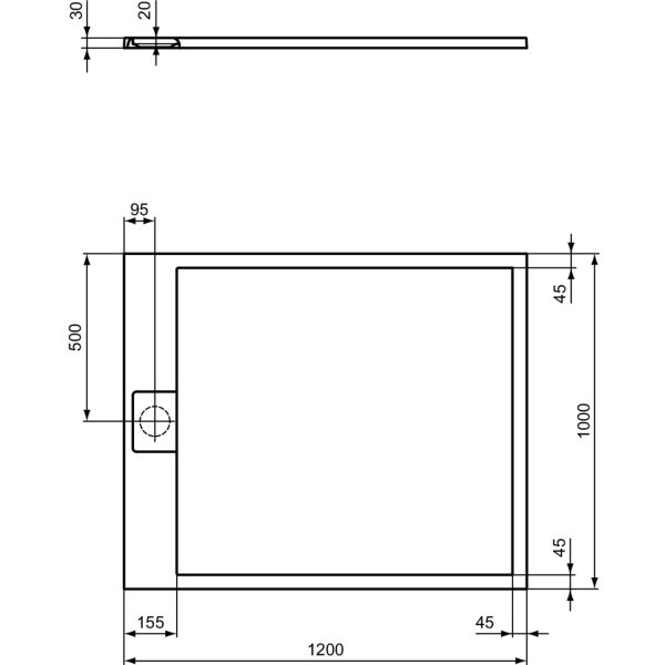I.LIFE ULTRA FLAT S 120x100 cm Sprchová vanička Biela, T5228FR
