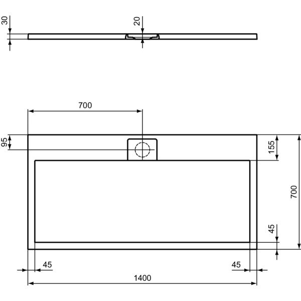 I.LIFE ULTRA FLAT S 140x70 cm Sprchová vanička Biela, T5241FR