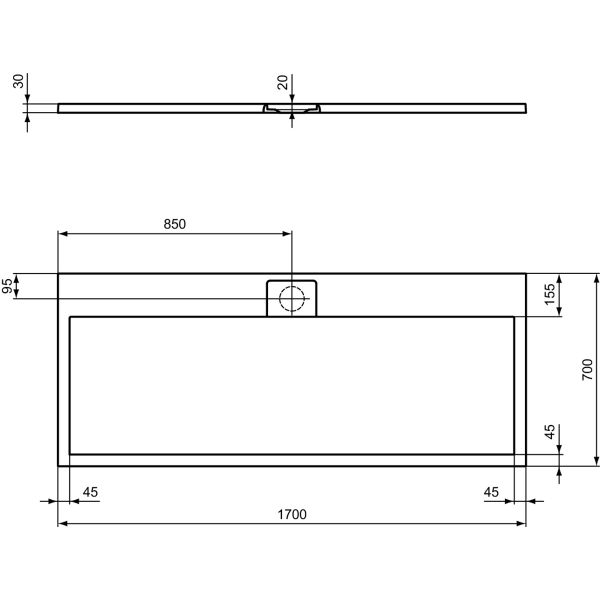 I.LIFE ULTRA FLAT S 170x70 cm Sprchová vanička Biela, T5244FR